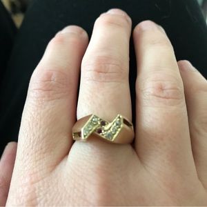 14k Gold Vintage Lightening Bolt Signet Ring